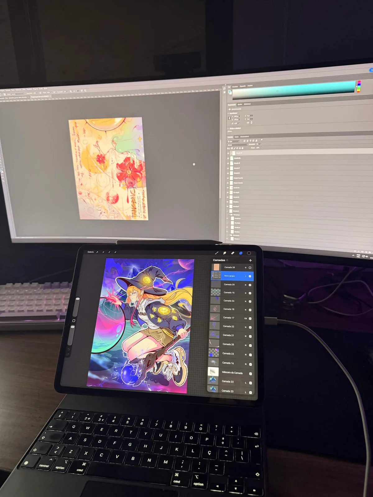 Work in progress at the studio desk